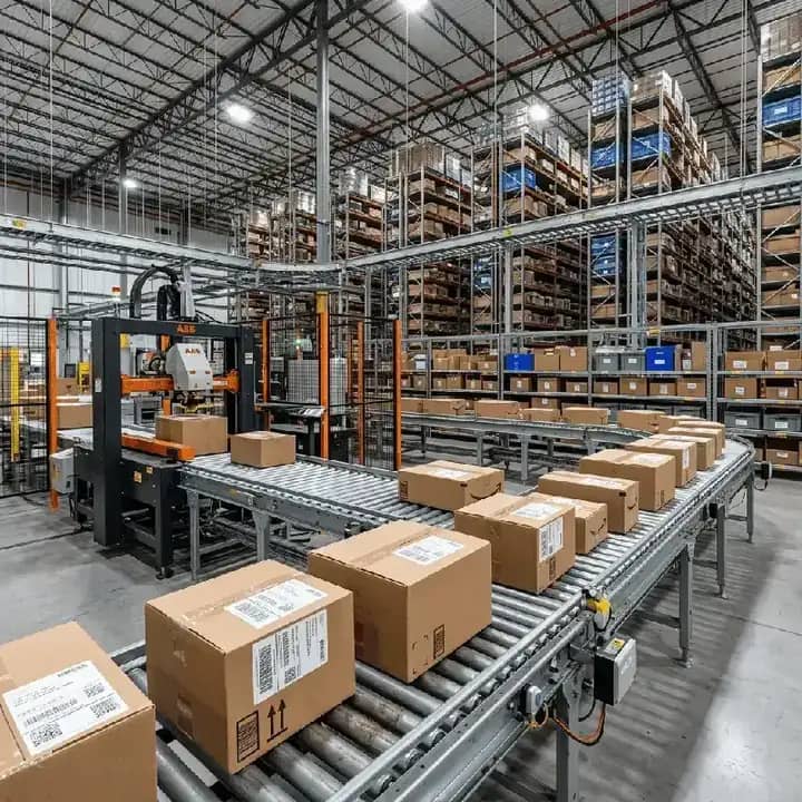 Packed goods on pallets ready for dispatch from a warehouse